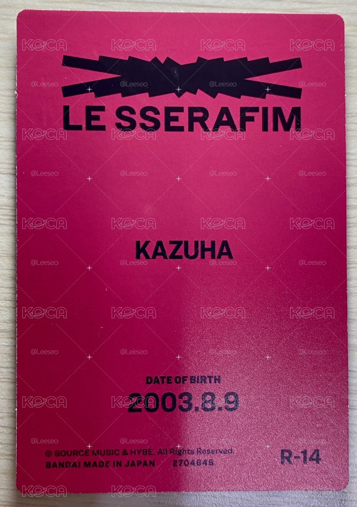 2023LE SSERAFIM JAPAN WAFER CARDS #R-14 KAZUHA 