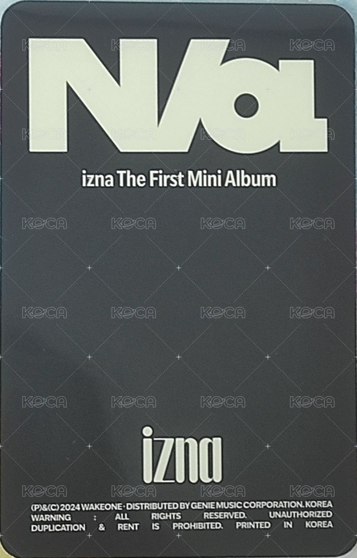 N/a 專輯卡 izna 黃版 玟KO雙人卡 背面