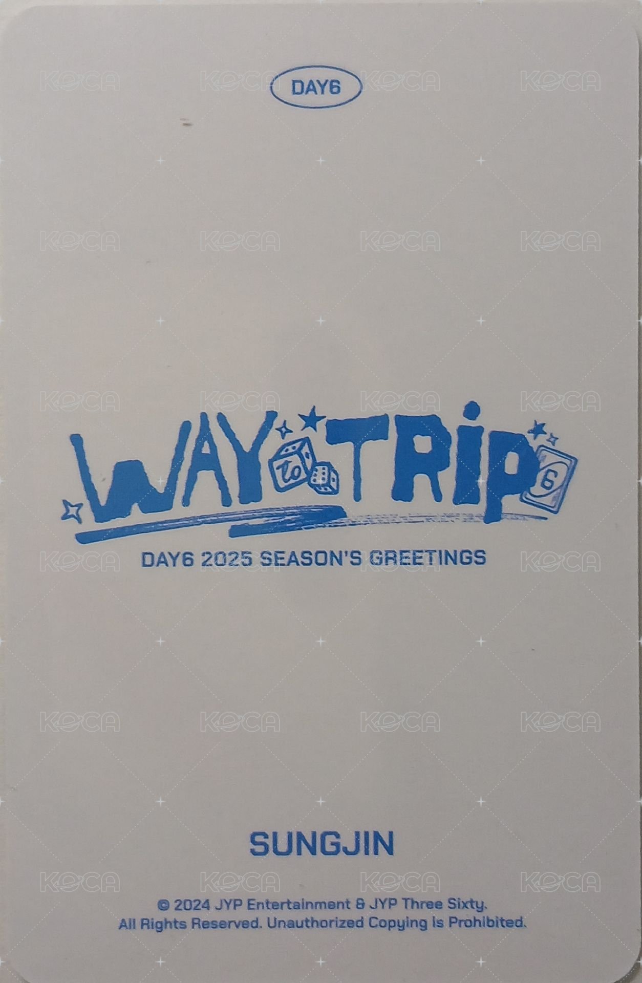 2025年曆 年曆卡 DAY6 SUNGJIN 背面